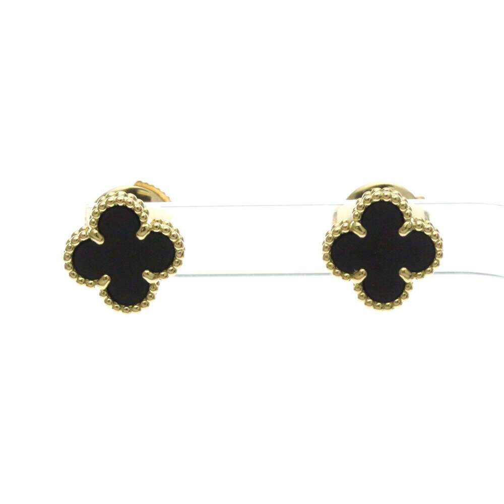 Van Cleef & Arpels Sweet Alhambra Stud 18K Yellow Gold and Onyx